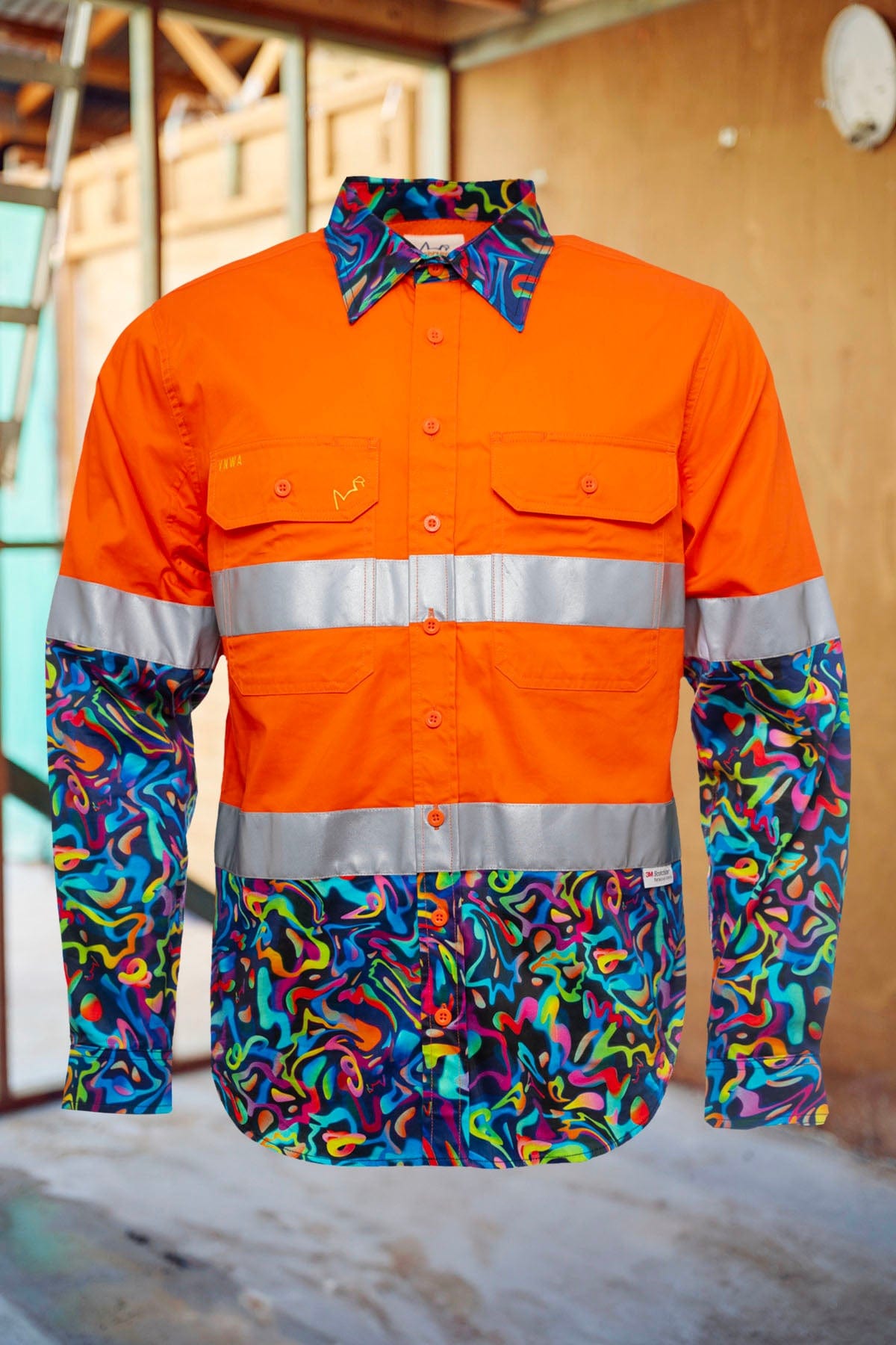 Men's Pearler Orange Day/Night Hi Vis 2.0 Full Button Work Shirt - Image 2