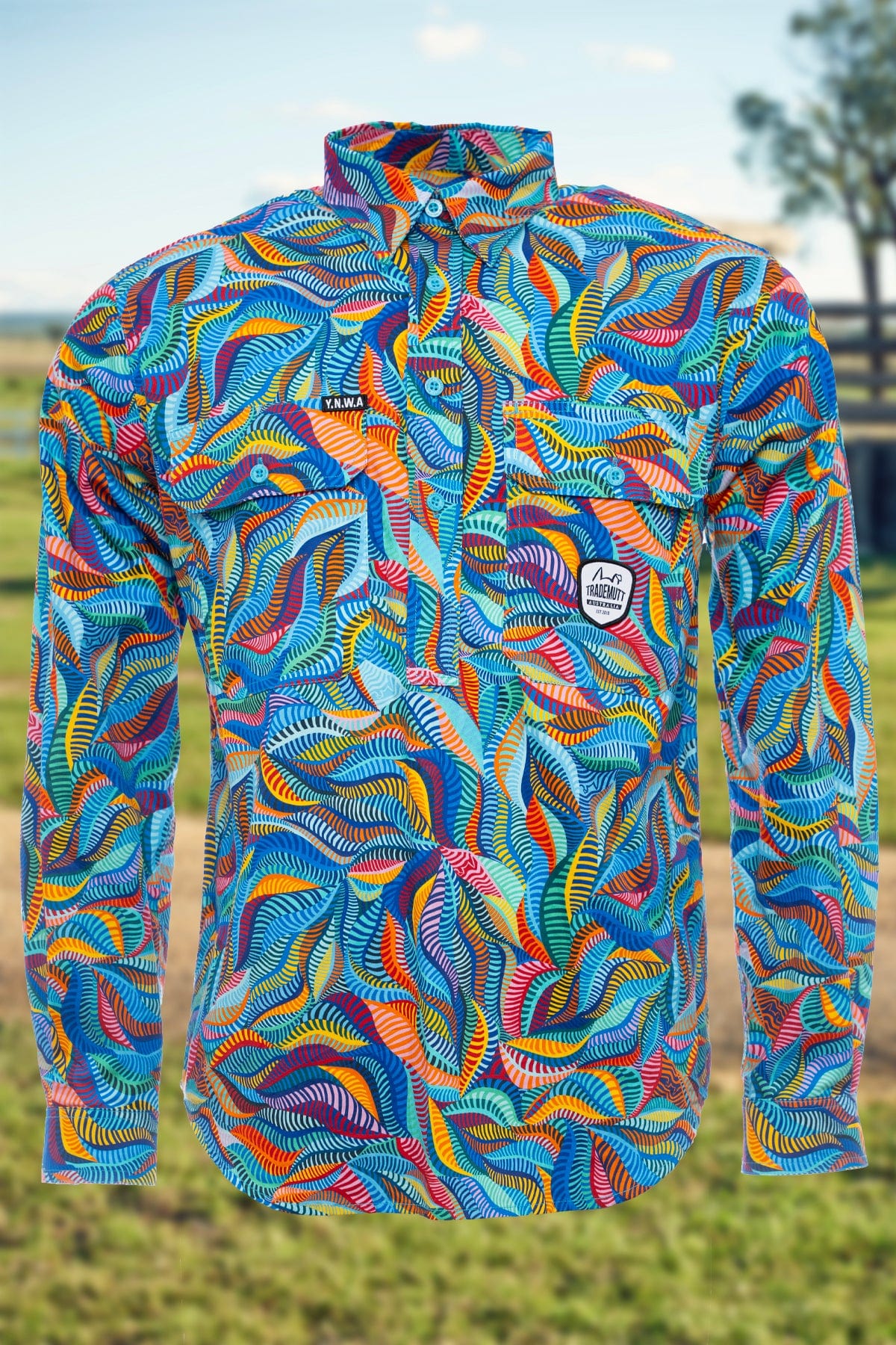 Men's Snazzy Half Button Long Sleeve Work Shirt - Image 2