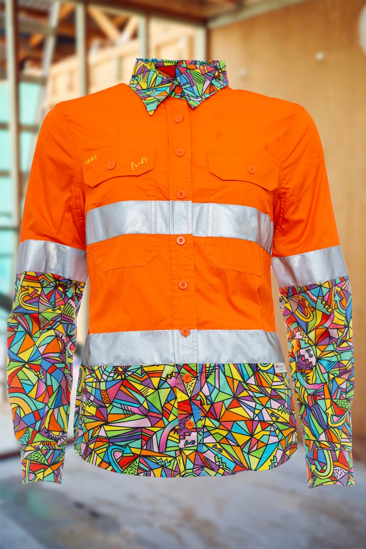 Women's Bonza Orange Day/Night Hi Vis 2.0 Full Button Work Shirt - Image 2