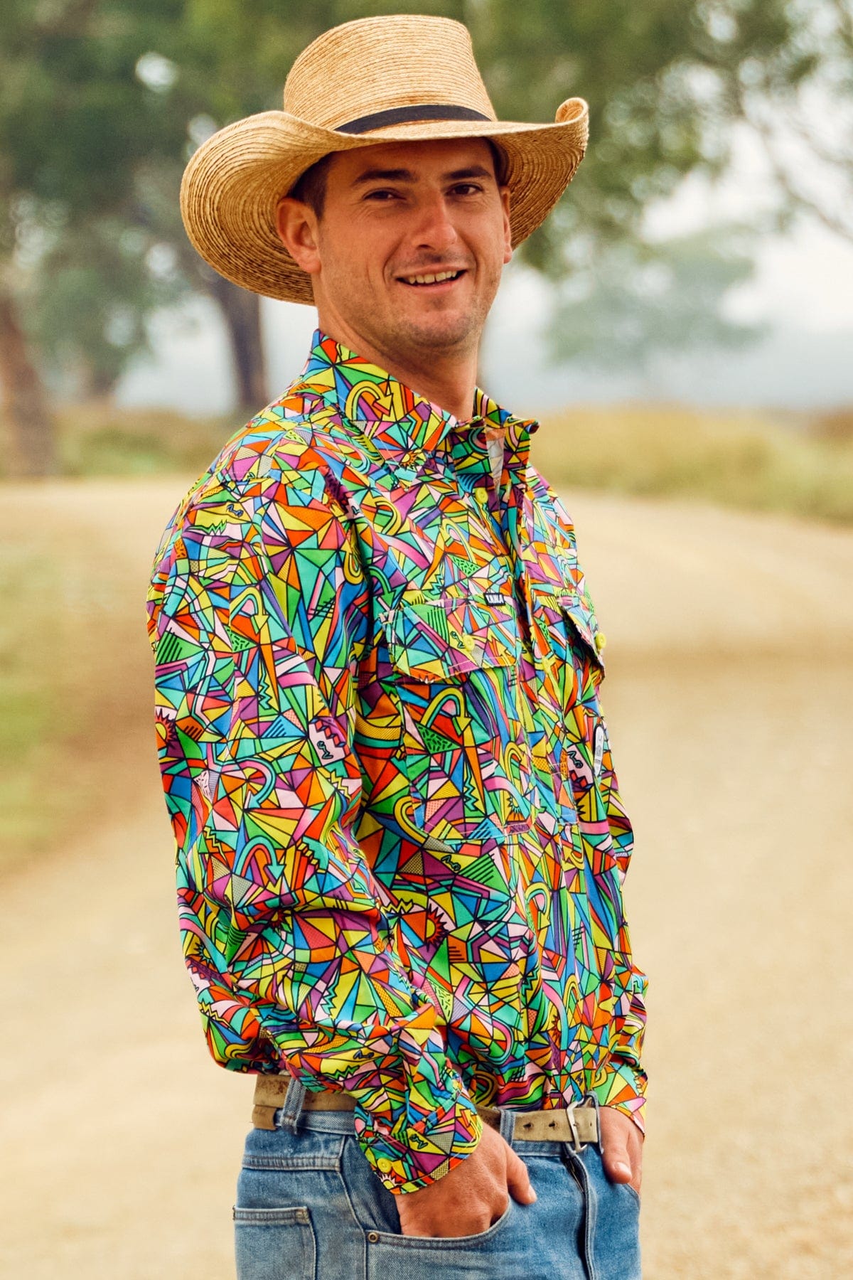 Men's Bonza Half Button Long Sleeve Work Shirt - Image 3