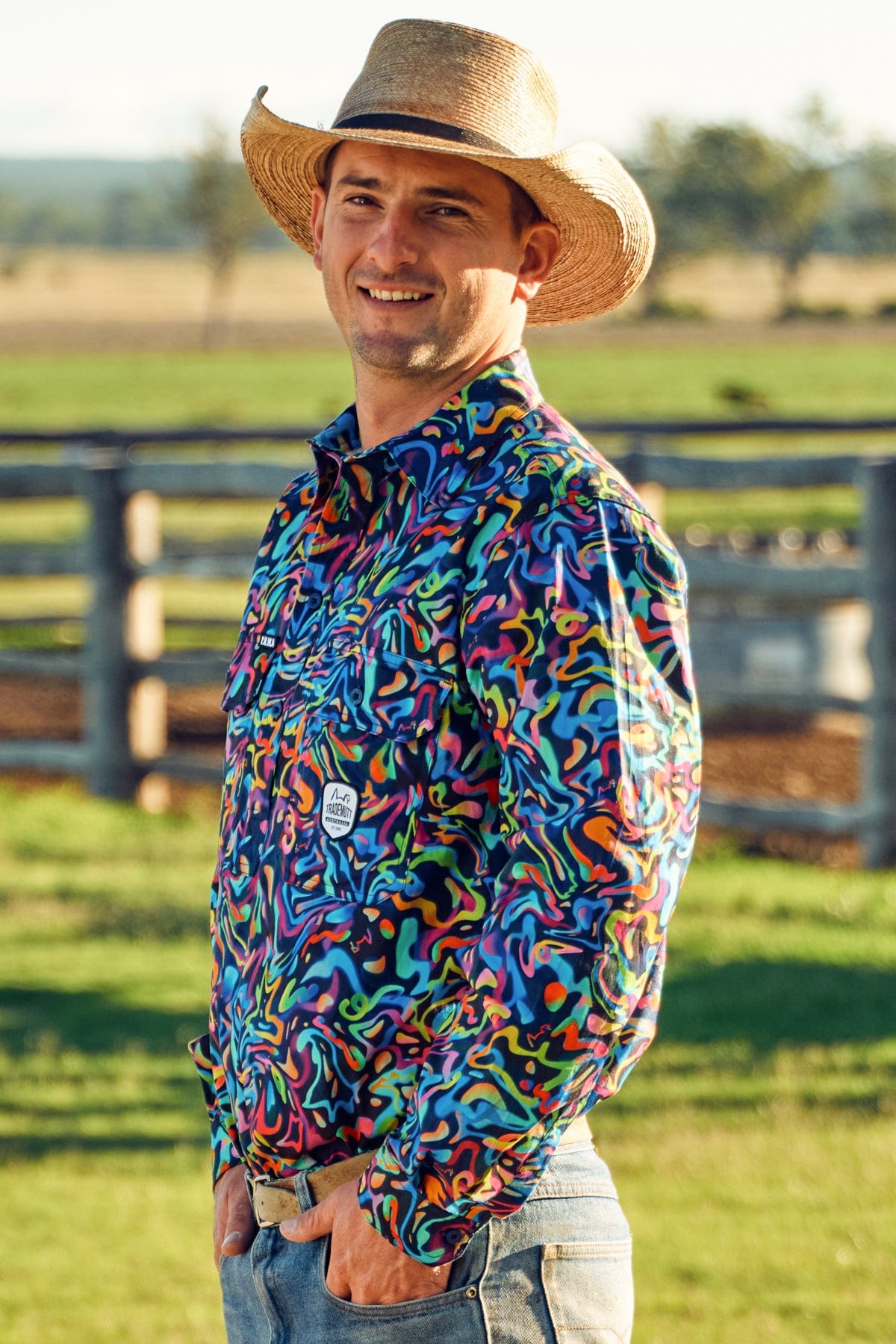 Men's Pearler Half Button Long Sleeve Work Shirt - Image 3