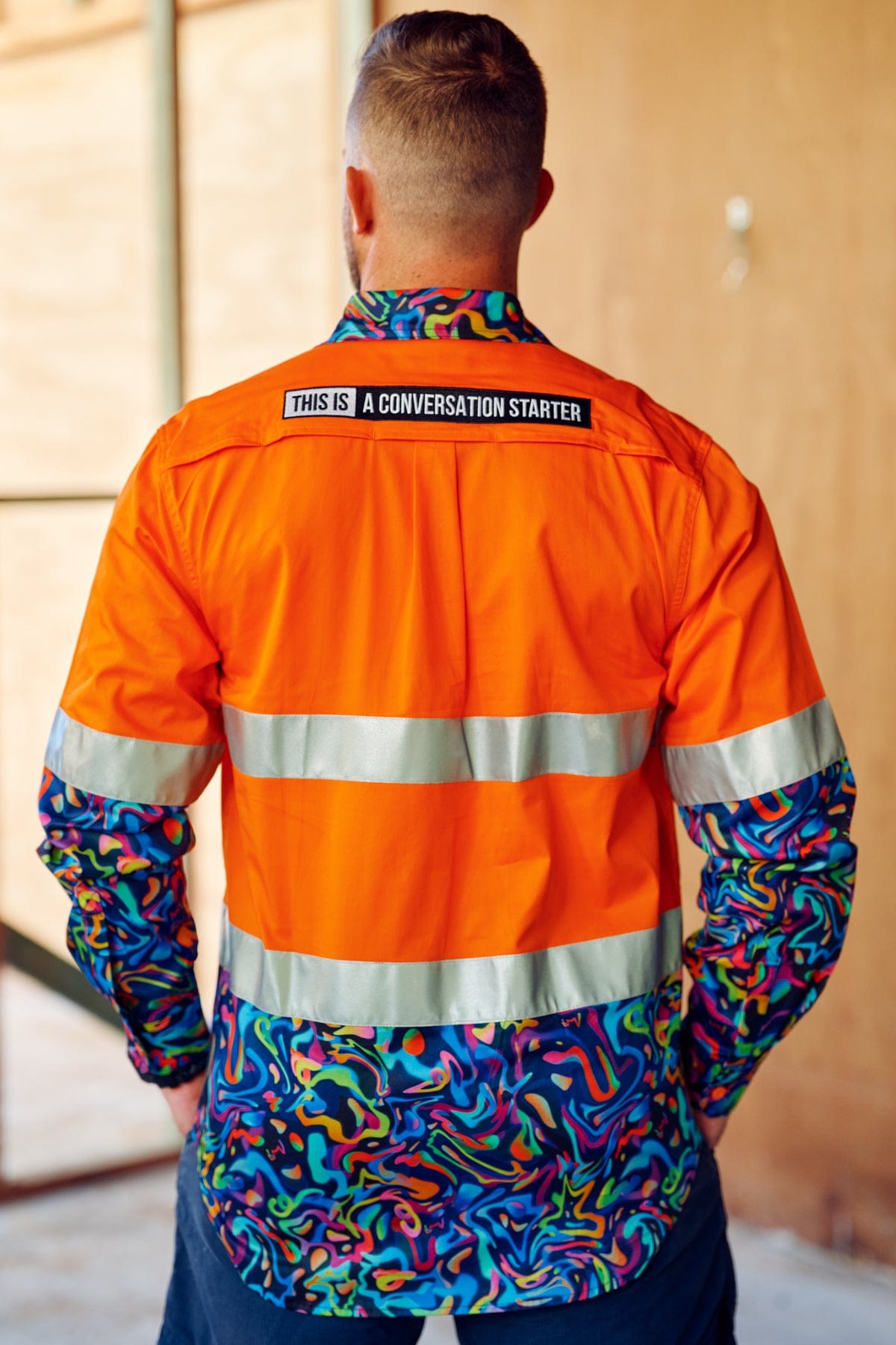 Men's Pearler Orange Day/Night Hi Vis 2.0 Full Button Work Shirt - Image 4