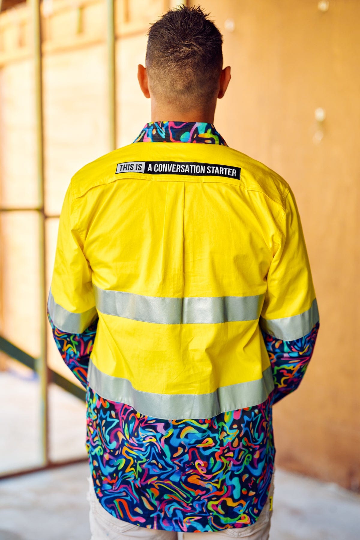 Men's Pearler Yellow Day/Night Hi Vis 2.0 Full Button Work Shirt - Image 4