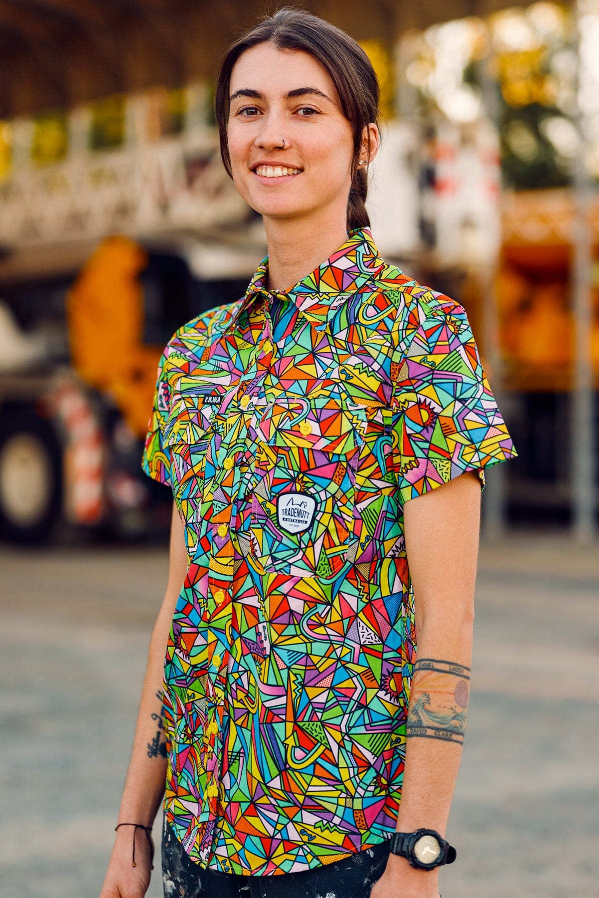 Women's Bonza Full Button Short Sleeve Work Shirt - Image 3