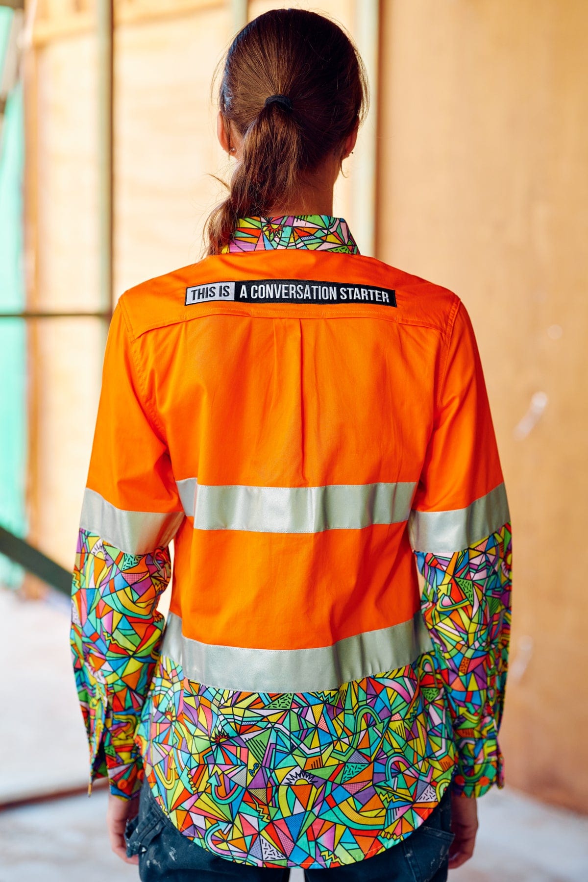 Women's Bonza Orange Day/Night Hi Vis 2.0 Full Button Work Shirt - Image 4