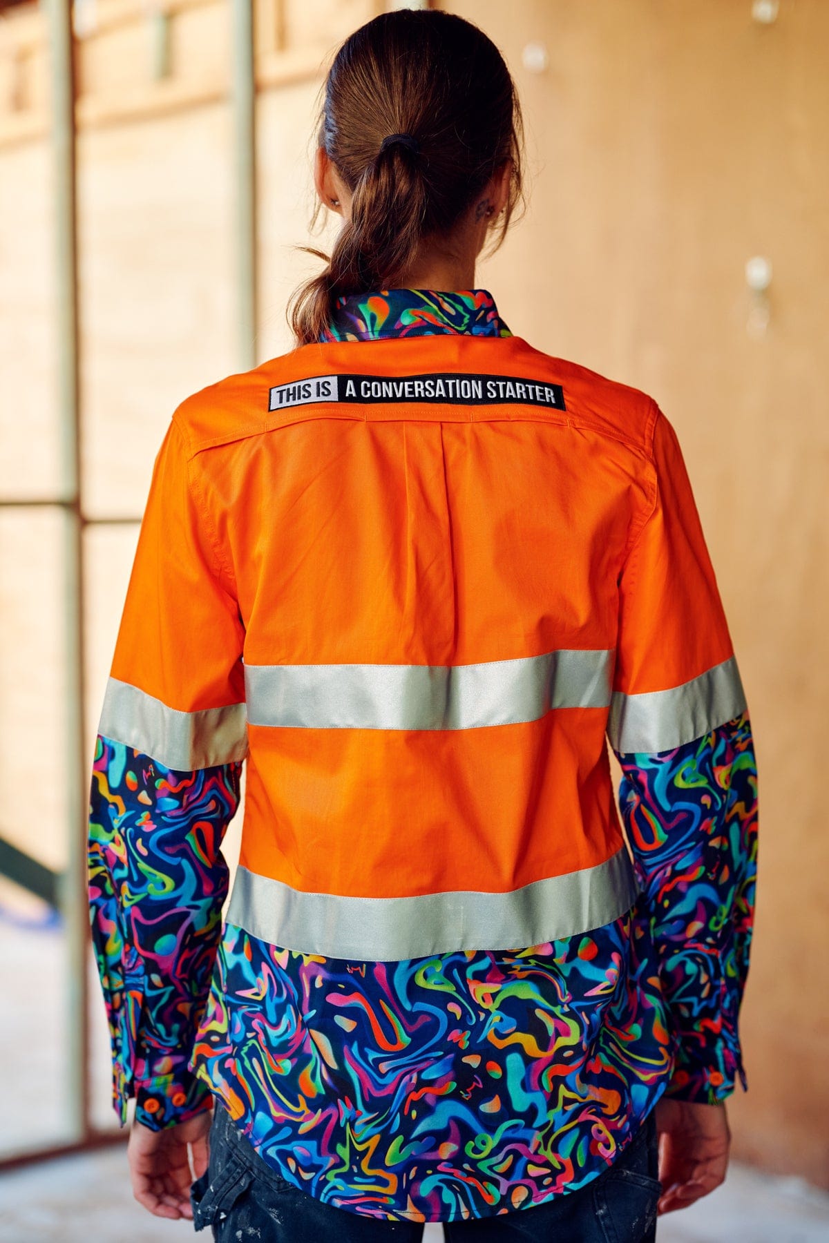 Women's Pearler Orange Day/Night Hi Vis 2.0 Full Button Work Shirt - Image 4