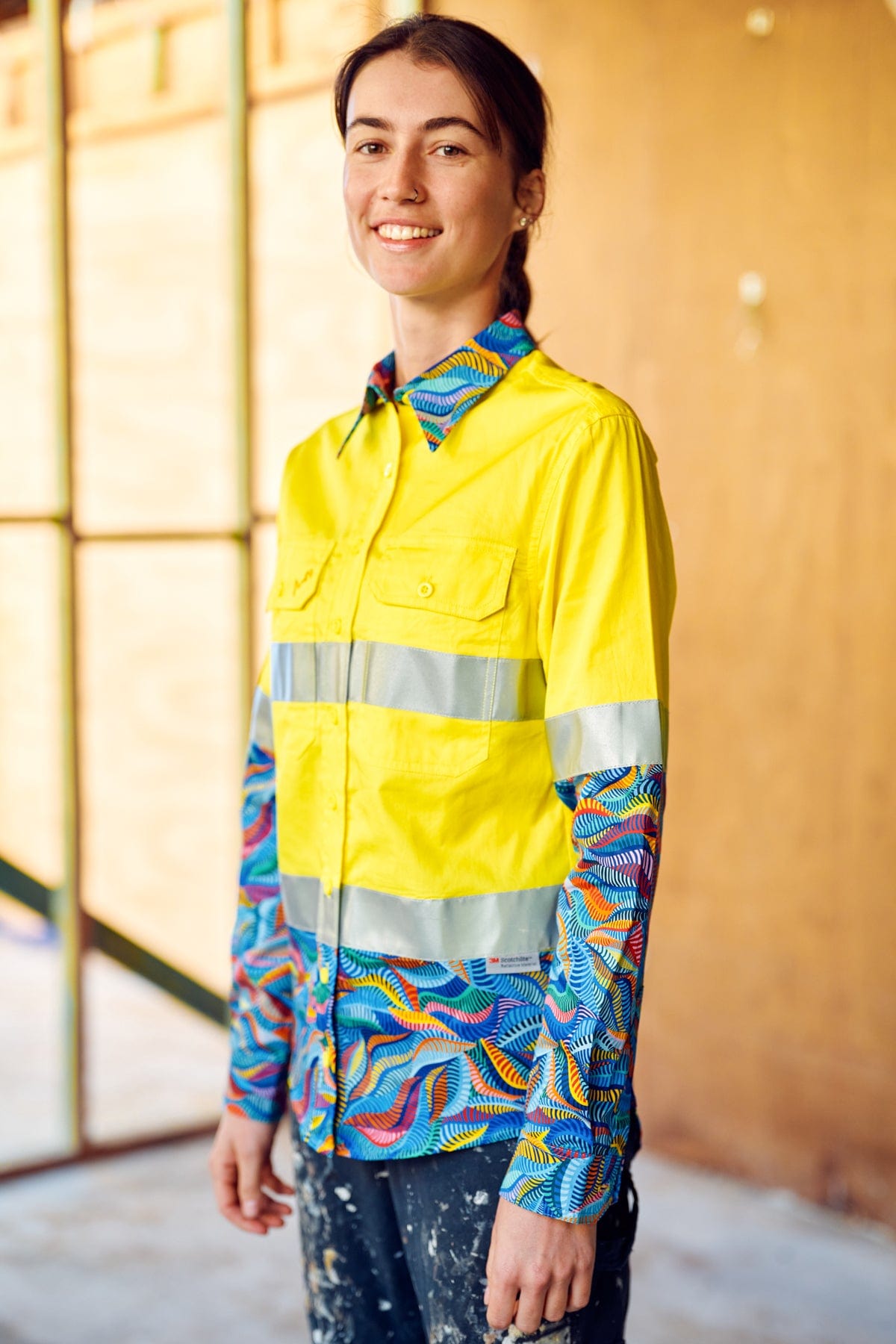 Women's Snazzy Yellow Day/Night Hi Vis 2.0 Full Button Work Shirt - Image 3
